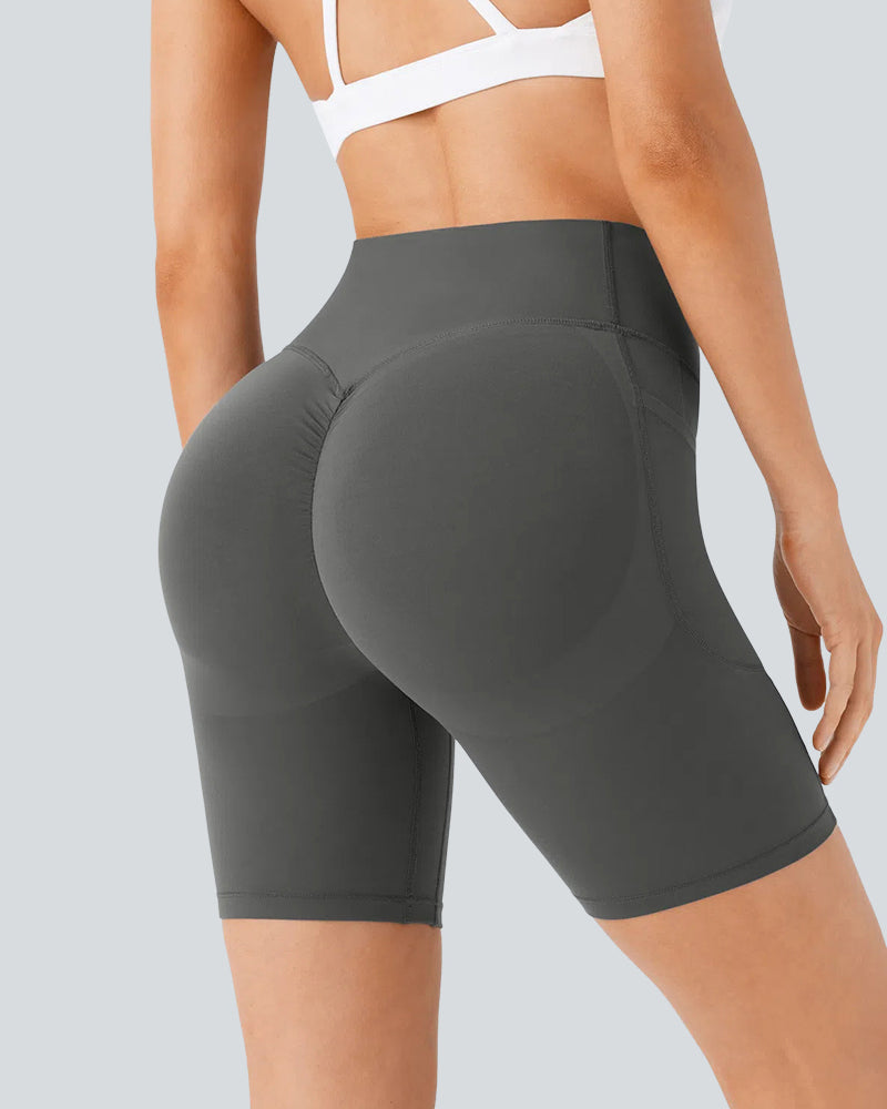 ⏳Limited-Time Offer🎉High Waisted Butt Lifting Tummy Control Side Pocket Shaping Training Shorts 7"