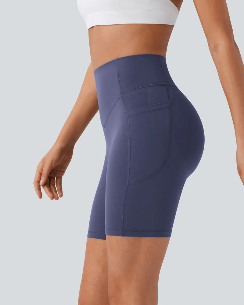 ⏳Limited-Time Offer🎉High Waisted Butt Lifting Tummy Control Side Pocket Shaping Training Shorts 7"