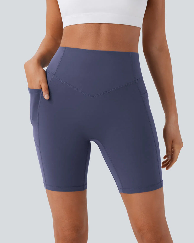 ⏳Limited-Time Offer🎉High Waisted Butt Lifting Tummy Control Side Pocket Shaping Training Shorts 7"