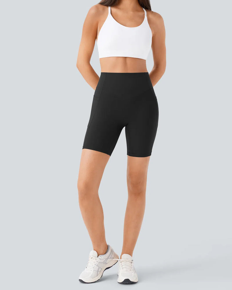 ⏳Limited-Time Offer🎉High Waisted Butt Lifting Tummy Control Side Pocket Shaping Training Shorts 7"