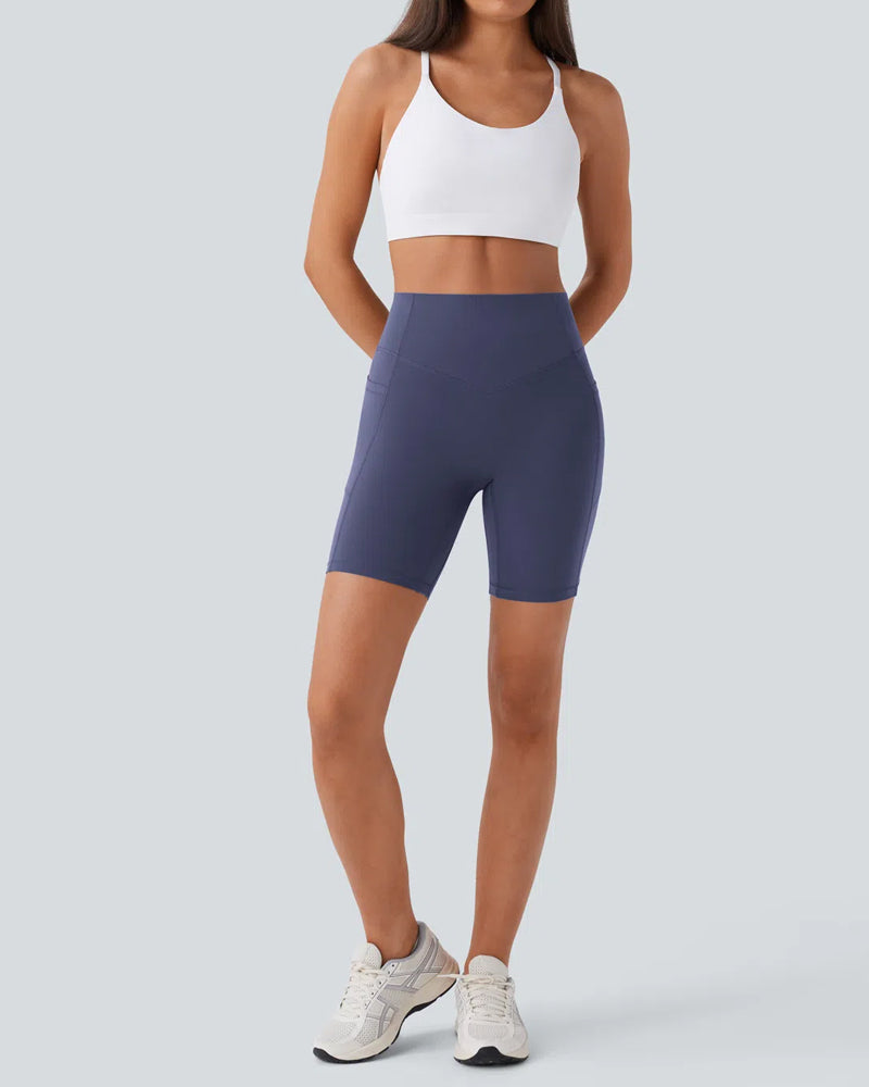 ⏳Limited-Time Offer🎉High Waisted Butt Lifting Tummy Control Side Pocket Shaping Training Shorts 7"